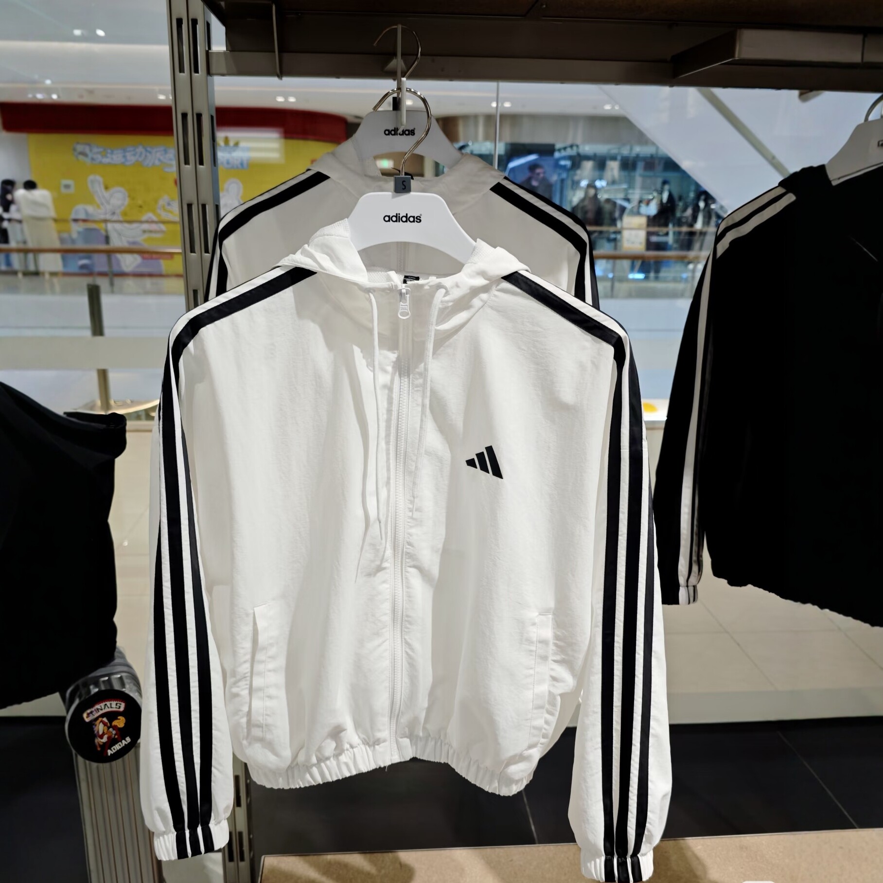 正品ADIDAS阿迪达斯女子运动休闲轻薄白色连帽长袖外套JZ2161