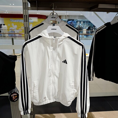 正品ADIDAS阿迪达斯女子运动休闲轻薄白色连帽长袖外套JZ2161