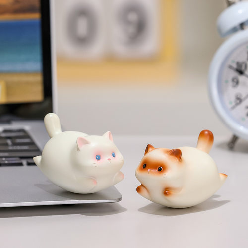 桌面摆件福瑞猫猫办公室工位解压客厅装饰品入户玄关装饰2025新款