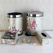 家用垃圾桶时尚 创意厨房卫生间垃圾桶客厅脚踏有盖筒 银色花欧式