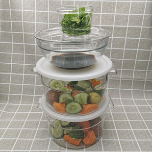 焖锅专用底菜底料罐耐摔耐高温密封圆形酱汁盒备PC菜盒商用保鲜盒