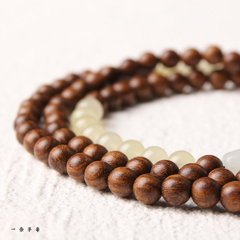 手工檀木手串金丝檀木佛珠108颗