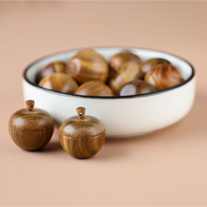 绿檀苹果香囊檀木雕刻DIY手机钥