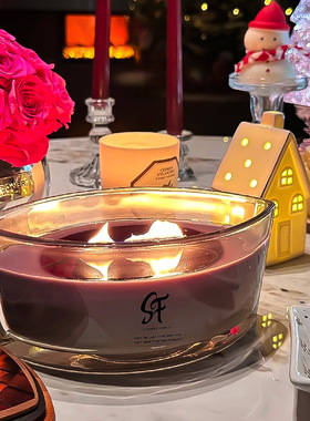 外贸大号船型香薰蜡烛大豆蜡玻璃杯带盖子浪漫伴手礼家居香薰摆件