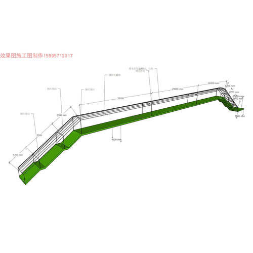 天桥钢结构雨棚效果图施工图代画制作设计3d建模su草图渲染标尺寸