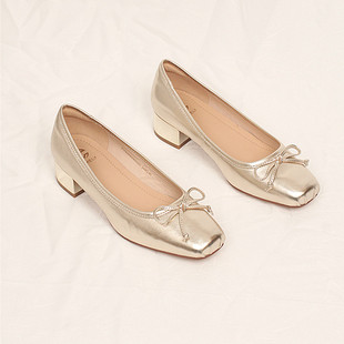 品牌正品商场同款2025年春季新款中跟舒适粗跟真皮女鞋单鞋 2K609