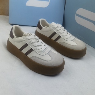 品牌正品商场同款新款女鞋休闲鞋德训鞋女鞋平底2C076米色咖色40