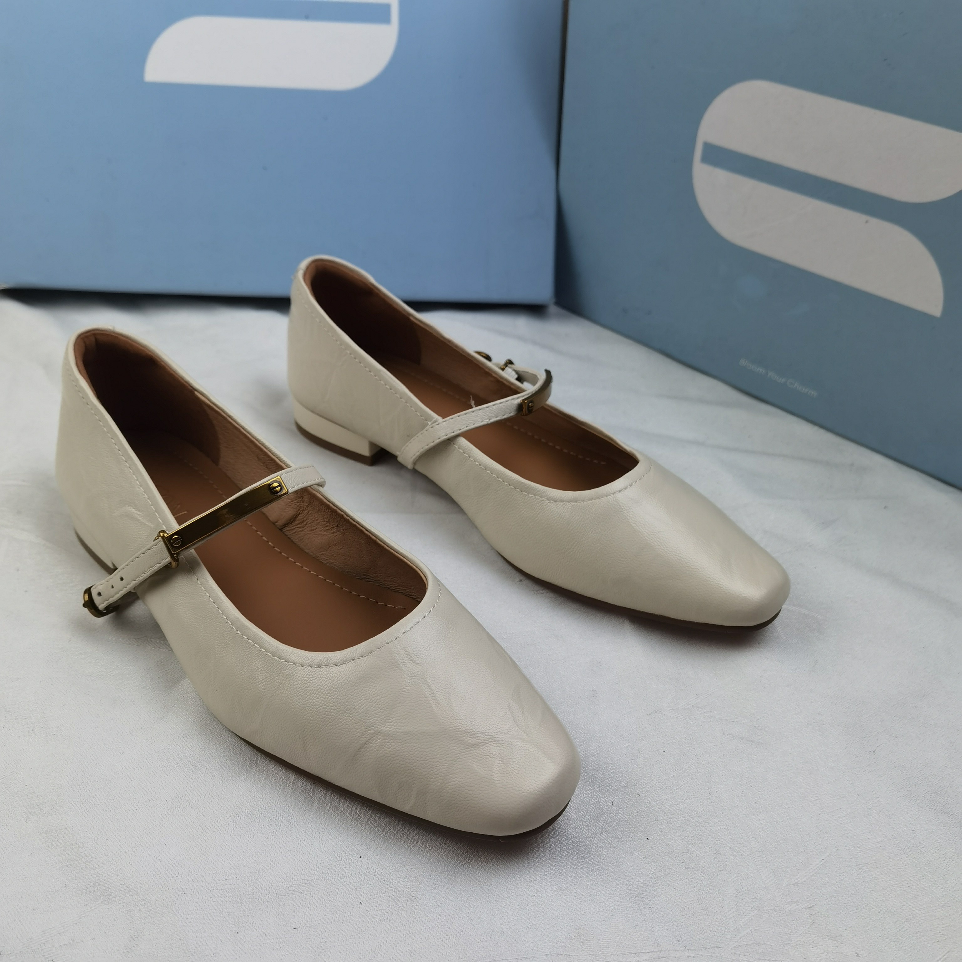 品牌正品商场同款新款女鞋休闲鞋平底单鞋玛丽珍鞋25058米白色35,女鞋,浅口单鞋,淘宝优惠券,粉丝福利购,淘宝优惠卷