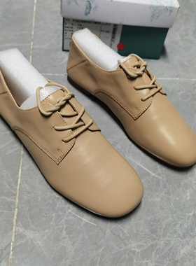 品牌正品春季新款真皮春秋单鞋百搭春款系带平底英伦风皮鞋 23089