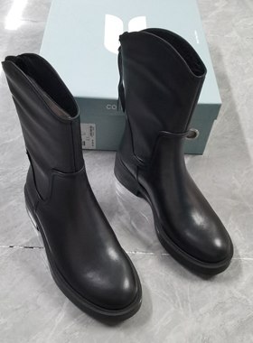 品牌正品断码撤柜时尚百搭休闲圆头平底女短靴38699黑色35码