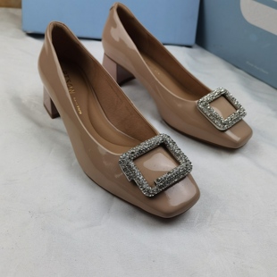 品牌正品商场同款新款女鞋休闲鞋女鞋高跟鞋浅口单鞋8016粉色37码