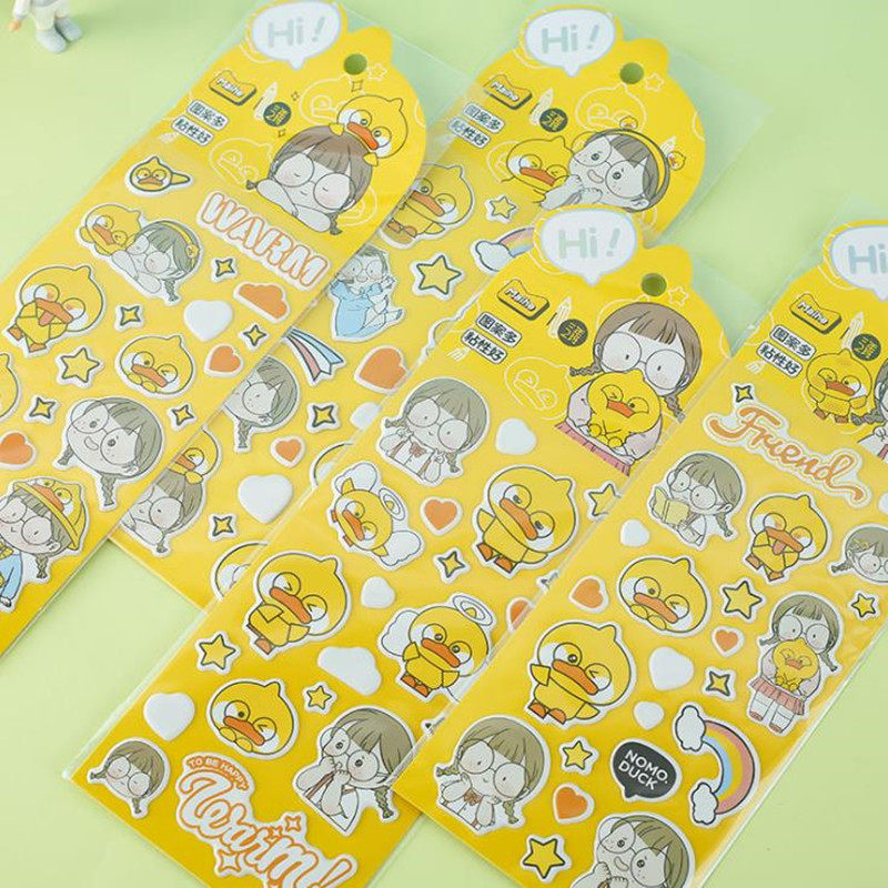 学生可爱卡通差不多鸭麻球陪伴泡棉贴手账本日记贴纸女孩少女心