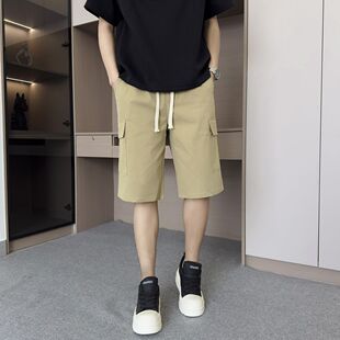 夏季男士潮流短裤纯色百搭多口袋休闲5分裤男中裤韩版修身薄款五