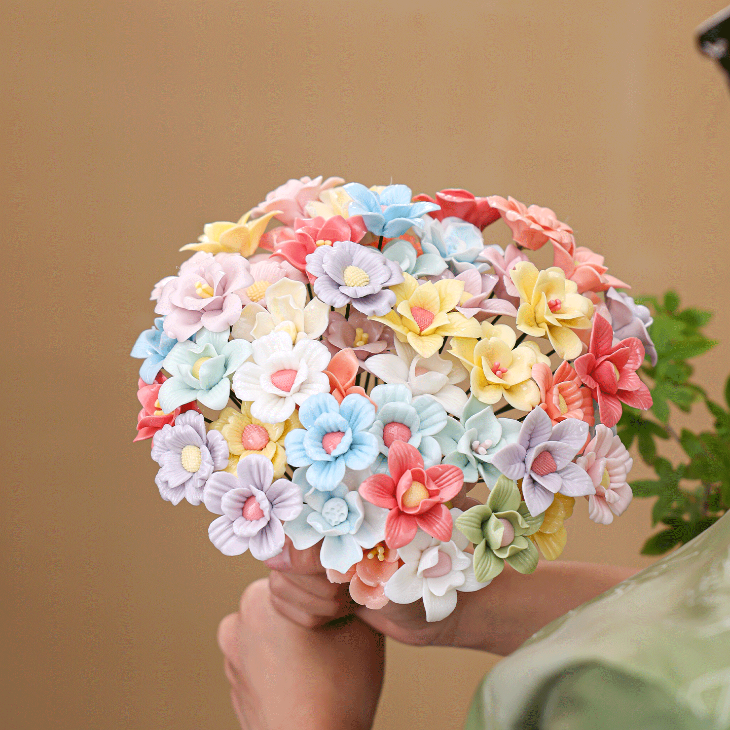手工陶瓷花diy花束仿真花束