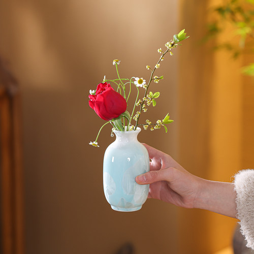 奢高级感结晶釉陶瓷小花瓶