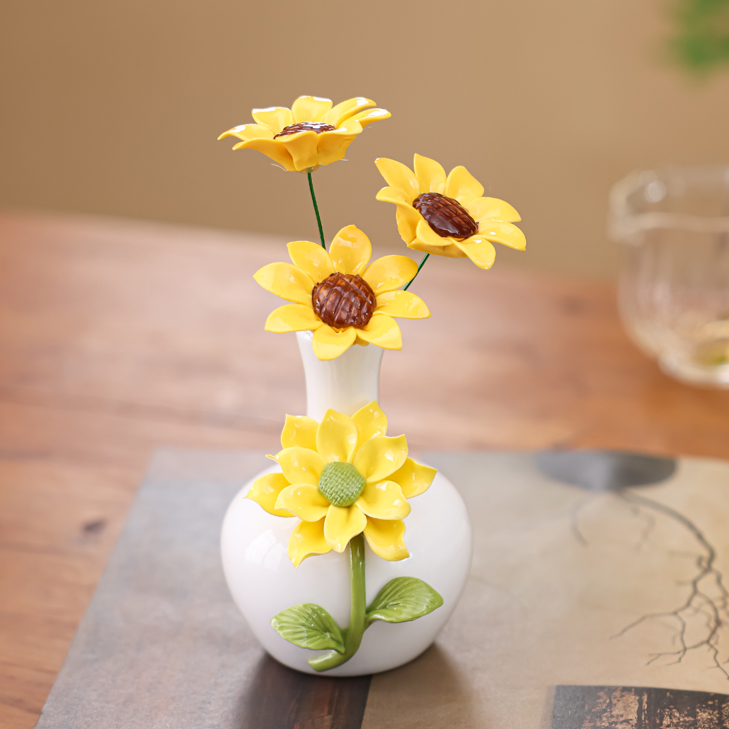 向日葵花瓶向阳花开花瓶摆件