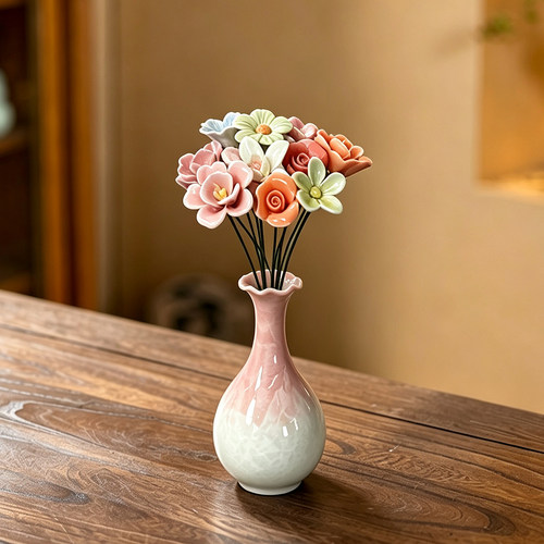 渐变冰晶瓷花瓶高级感客厅餐桌