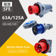 SFE反插工业接头3心4芯5孔防水箱插头63A 125A 6h配电箱电源插座