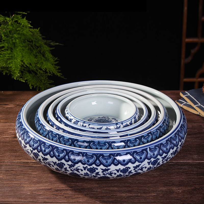 景德镇陶瓷花盆水浅乌龟盆水仙盆水培盆睡莲缸碗莲荷花缸大号笔洗