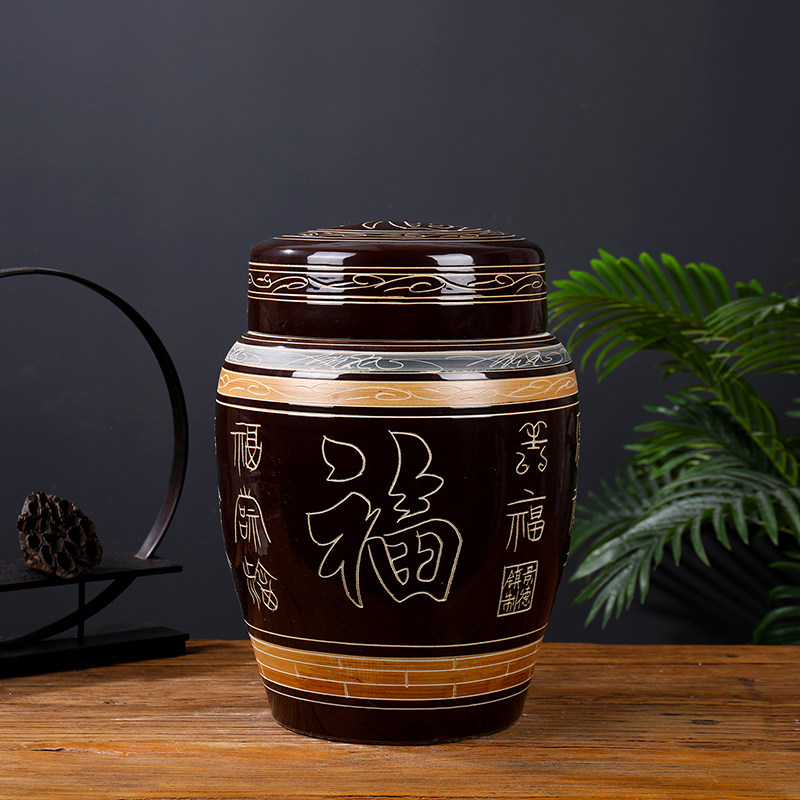 景德镇高温陶瓷骨灰盒高档寿盒殡葬用品男女通用骨灰坛寿罐捡骨坛