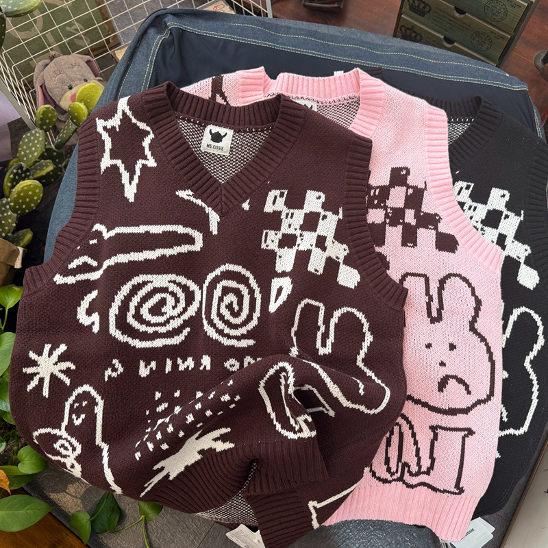 Aimeewq&Ms.Cissie艾米潮~牌叠搭神器韩式宽松提花大码宽松马甲