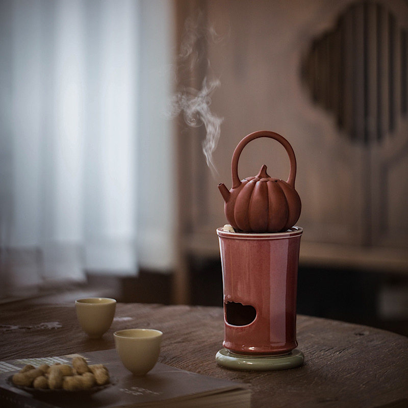 半斋 积山堂 豇豆红炉煮煮茶炉组南瓜壶炭炉酒精炉中式茶器