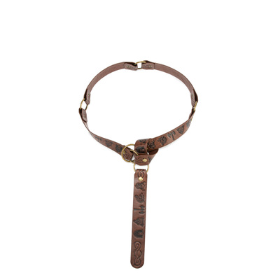 维京图腾皮革腰带 北欧符文中世纪风多环装饰腰封 复古战士长垂带