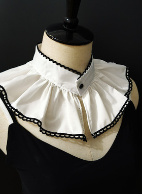 跨境   亚马逊速卖通 黑边碎褶披肩假领子