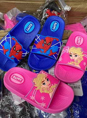 B08+1PVC卡通猪猪侠公主可爱印花中小童男女儿童一字平跟拖鞋童拖