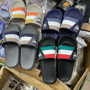 永利威5238PVC塑胶质年轻小伙子卡通简约户外青年装一字凉拖鞋