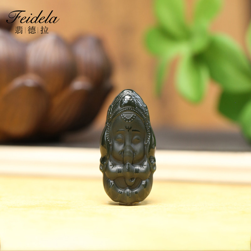 翡德拉黄金级细肉塔青和田玉吉祥如意象宝宝吊坠挂件f240528-6