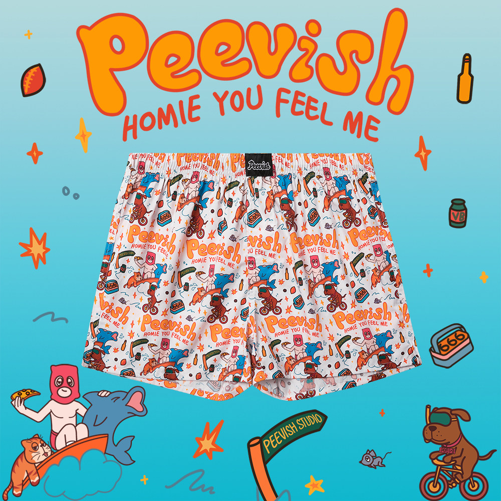 peevish男士纯棉阿罗裤青年潮流内裤居家短裤情侣宽松睡裤孖烟通