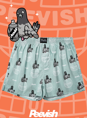 霹危斯PEEVISH纯棉阿罗裤宽松内裤男裤头女居家短睡裤孖烟通裤衩