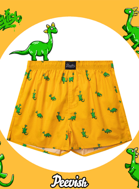 PEEVISH卡通男士阿罗裤宽松情侣内裤纯棉质可爱女居家睡裤短裤衩