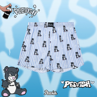 情侣孖烟通裤 男女居家短睡裤 衩 宽松内裤 霹危斯PEEVISH纯棉阿罗裤