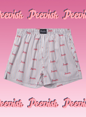 PEEVISH纯棉阿罗裤男士四角宽松内裤头情侣睡裤女居家短裤大裤衩