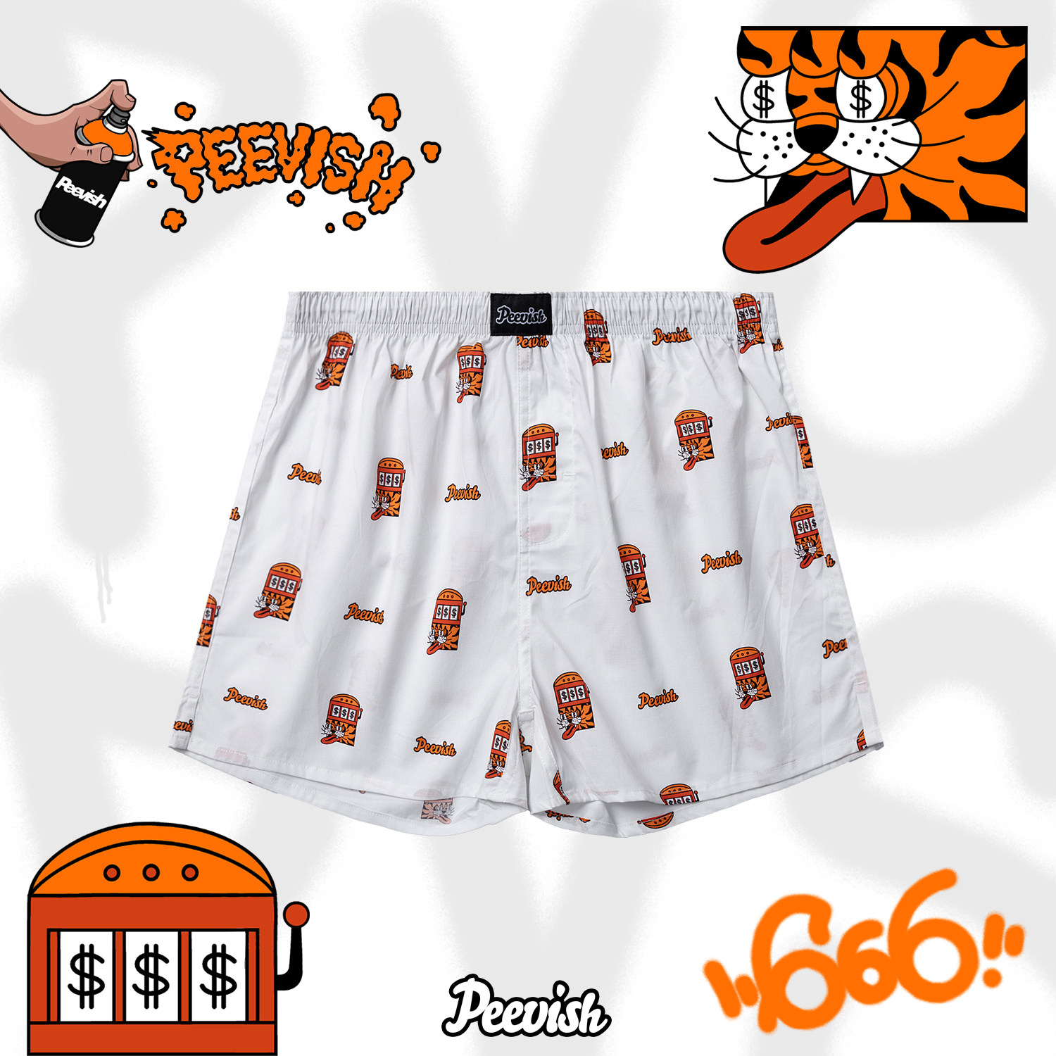 霹危斯PEEVISH情侣阿罗裤可爱内裤男裤头女居家短睡裤孖烟通裤衩