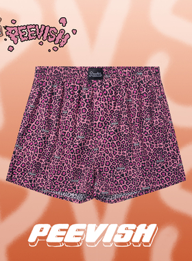霹危斯PEEVISH豹纹纯棉阿罗裤宽松内裤男女居家短睡裤孖烟通裤衩