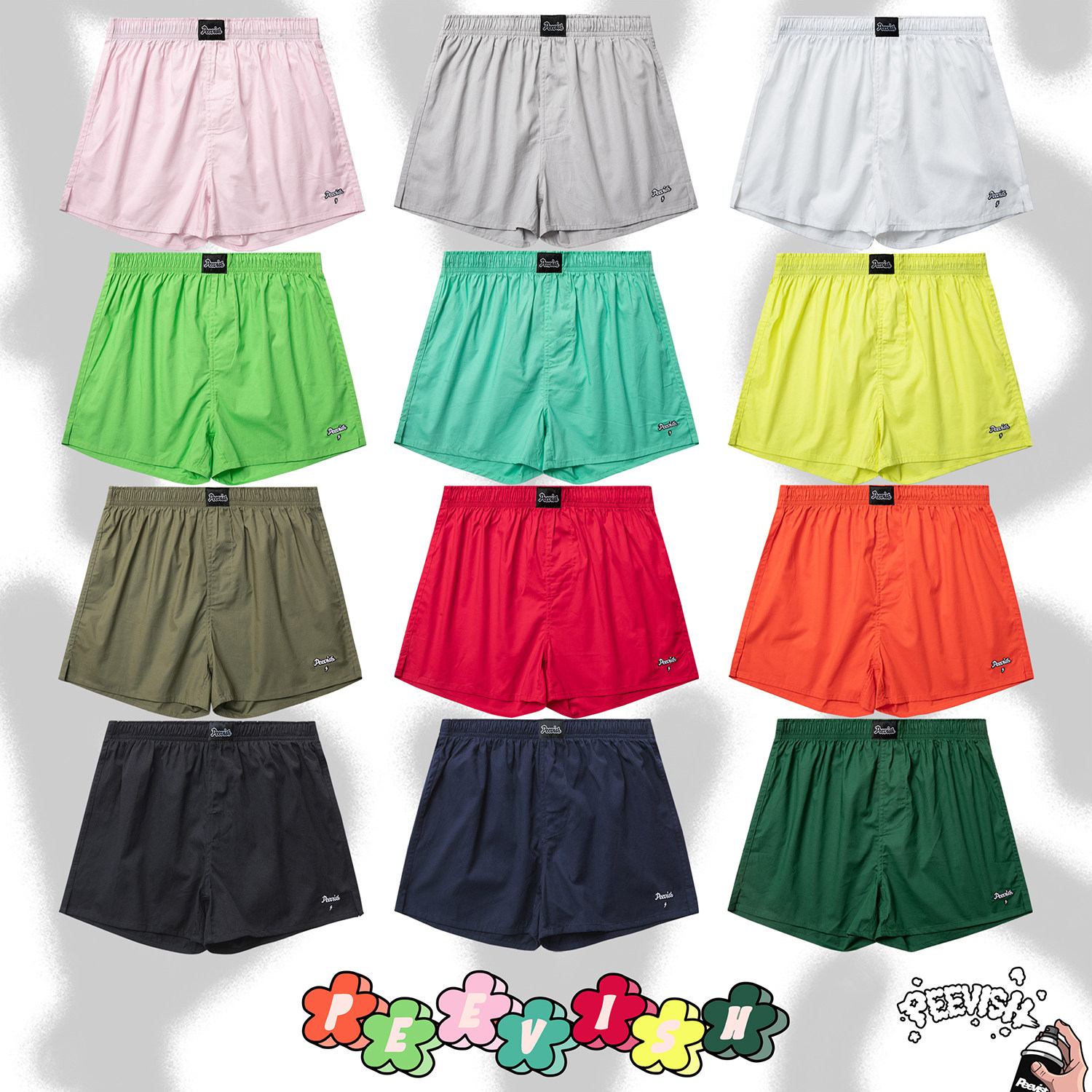 PEEVISH纯棉男士阿罗裤宽松四角内裤男居家短睡裤女大裤衩孖烟通