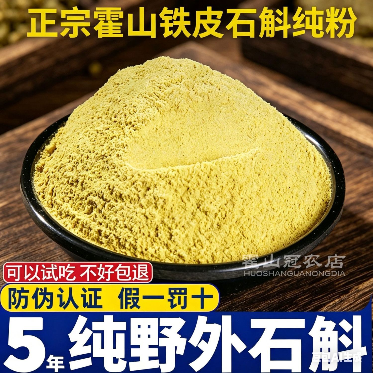 正宗霍山铁皮石斛粉纯粉官方正品干条粉中药材冠农旗舰店霍山直发