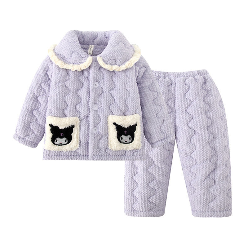 女童花边卡通睡衣冬季三层加绒加厚牛奶绒睡衣套装女孩外穿家居服,童装/婴儿装/亲子装,家居服套装,淘宝优惠券,粉丝福利购,淘宝优惠卷