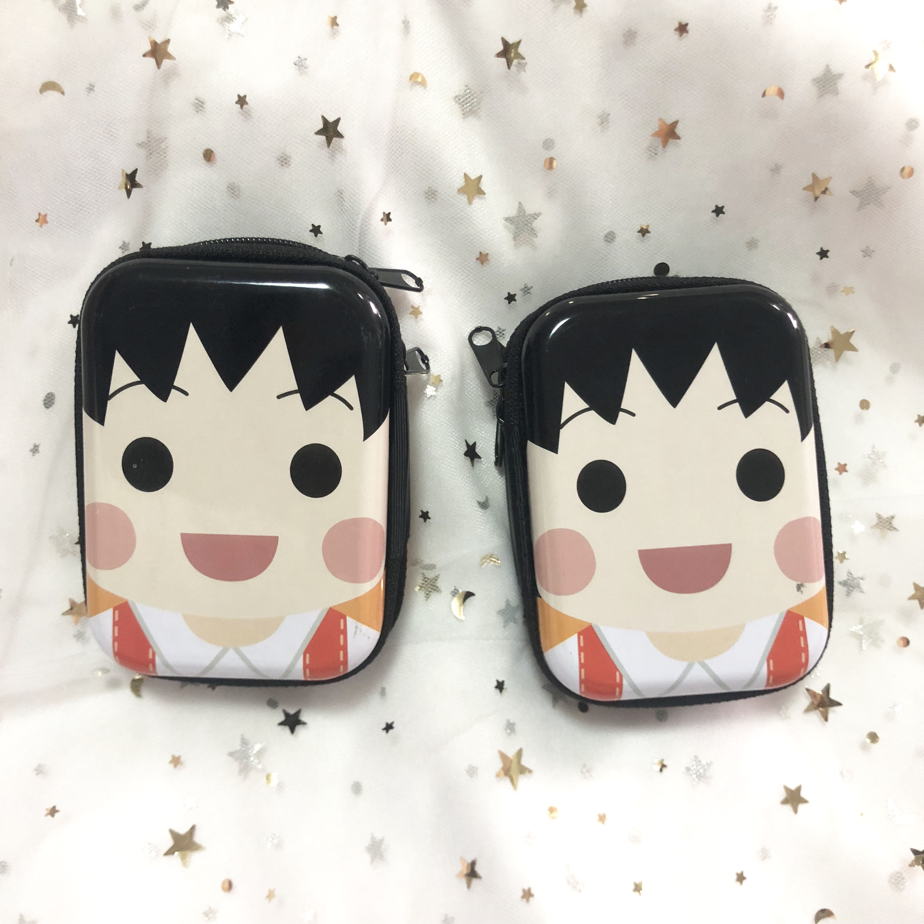 樱桃小丸子拉链零钱包女可爱硬币耳机创可贴杂物整理母婴儿收纳盒