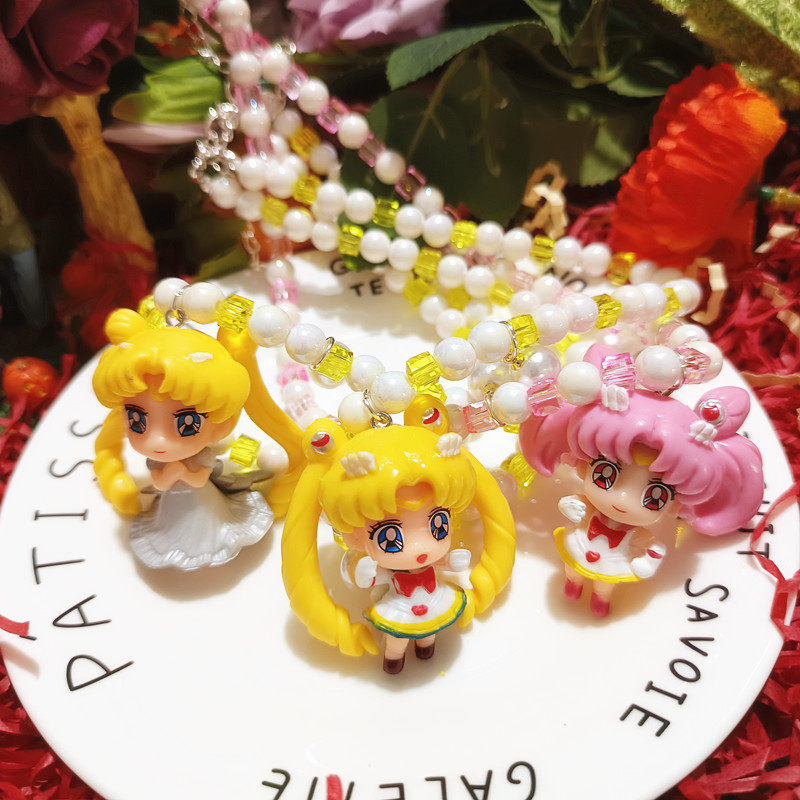 手作水晶串珠时尚卡通美少女战士水兵月颈链锁骨链短款项链颈链女