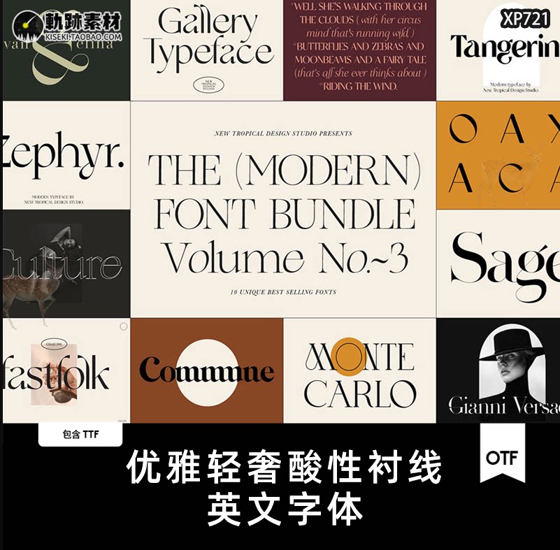 子曰经典优雅轻奢酸性衬线杂志海报标题品牌徽标logo设计英文字体