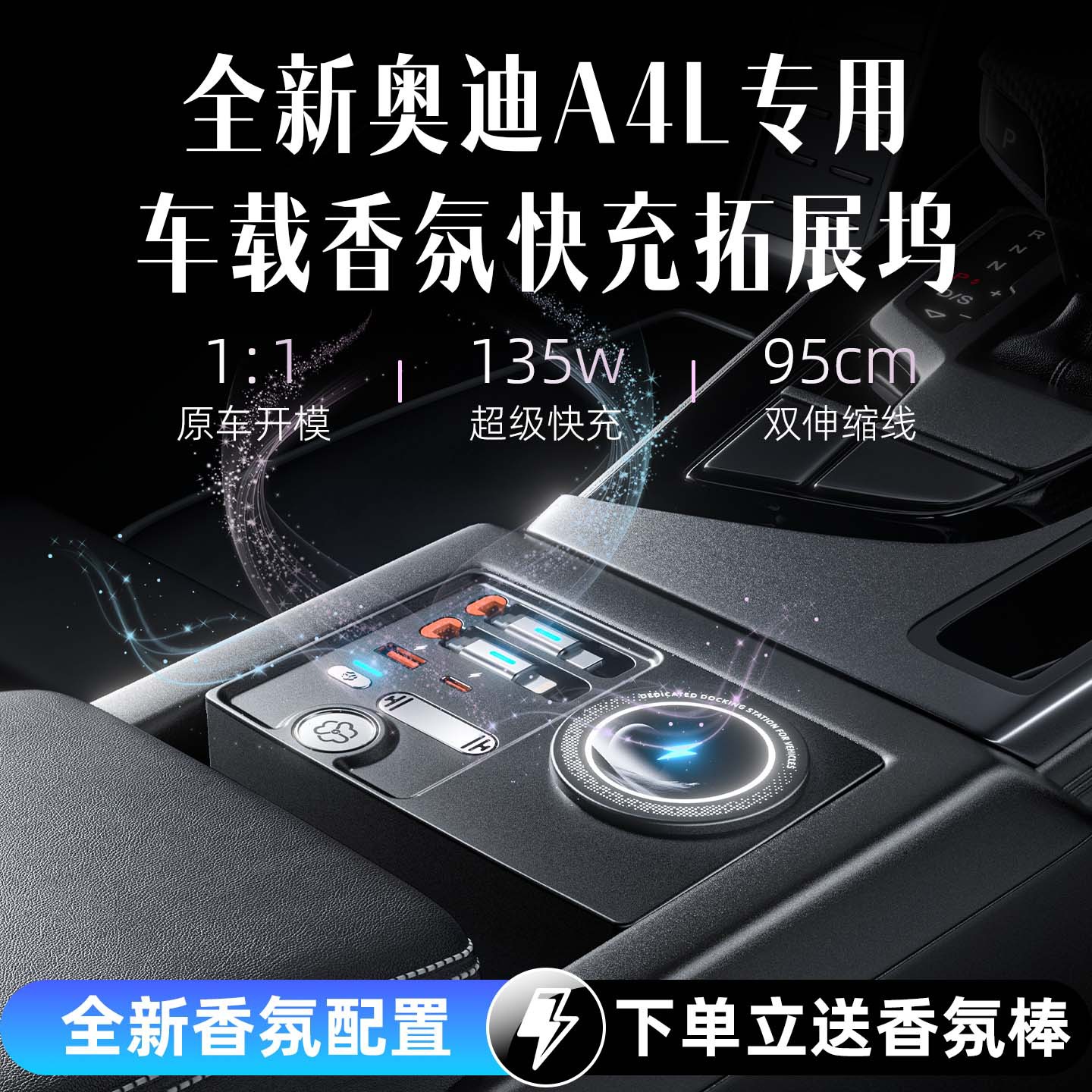 奥迪A4L/A5专用车载香薰快充拓展