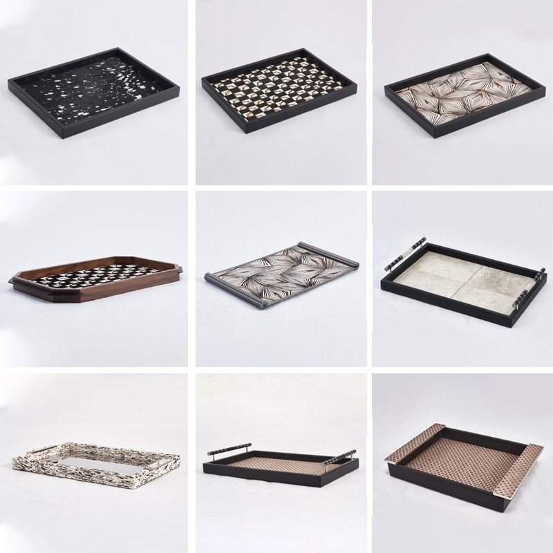 高档皮革香薰装饰收纳托盘