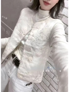 2026早春新款修身高领弹力打底衫重工国风串珠马甲两件套套装女装