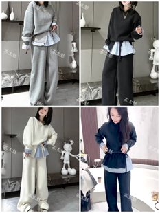 2026早春四色新款时尚卫衣拼接屁帘休闲裤套装两件套百搭女装