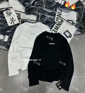 6806款2026早春新款小标字母图案薄棉分割线装饰长袖打底衫女装