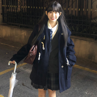 多色连帽呢大衣外套 秋季 再贩 小野中大衣 学院风jk制服短款